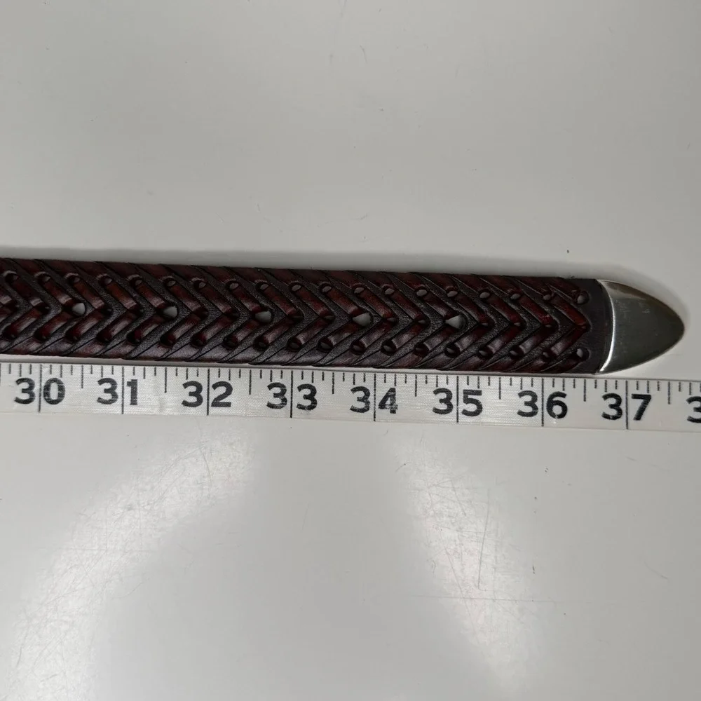 Unbranded Woven Belt Womens Brown Braided Leather Silver Buckle Boho 32/80